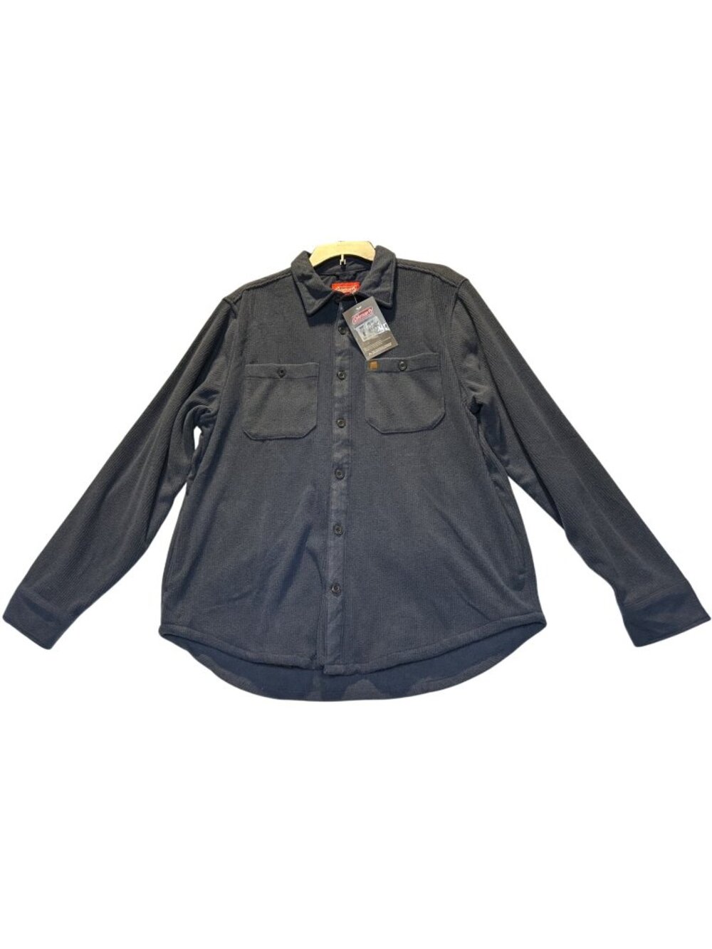 Coleman Mens Large Navy Heather Button-Up Shirt Shacket Long Sleeves